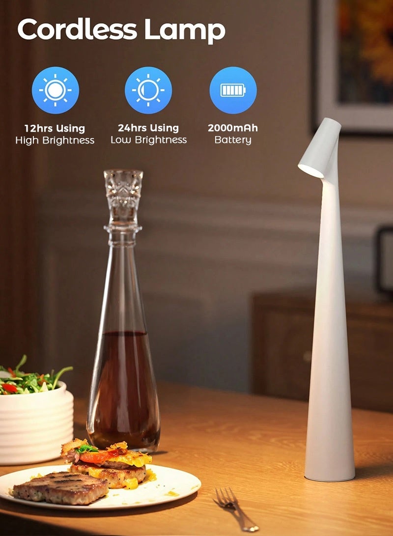 Cordless Rechargeable Table Lamp, Touch Dimmable LED Bedside Lamp with Adjustable Brightness, USB Type-C Battery Operated Nightstand Light, Minimalist Decorative Ambient Lamp for Bedroom, Living Room, Dining Table, Coffee Corner, Restaurant & Home Decor, White - Image 4